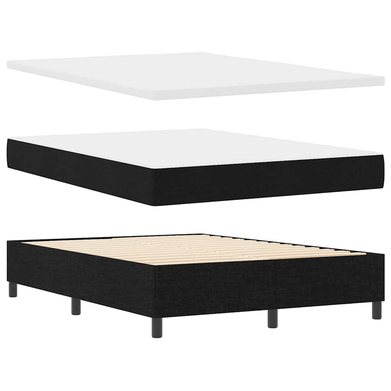 vidaXL Boxrugós ágy matracmal fejtámlával Fekete 160 x 200 cm szövet