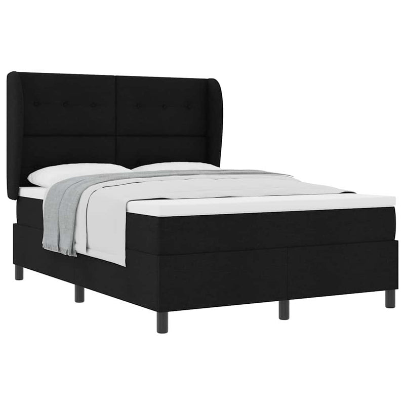 vidaXL Boxrugós ágy matracmal fejtámlával Fekete 160 x 200 cm szövet