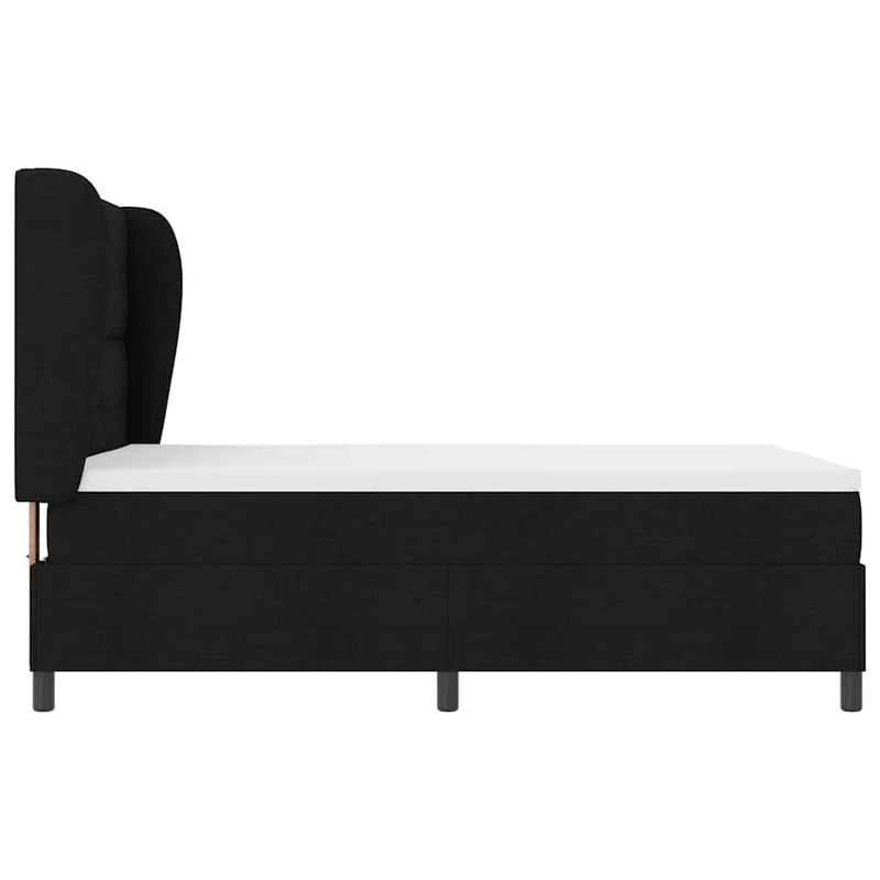 vidaXL Boxrugós ágy matracmal fejtámlával Fekete 160 x 200 cm szövet
