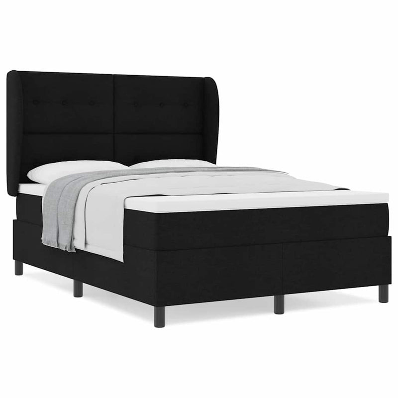 vidaXL Boxrugós ágy matracmal fejtámlával Fekete 160 x 200 cm szövet