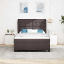 vidaXL Boxrugós ágy fejtámlával sötétbarna 160 x 200 cm szövet