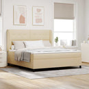 vidaXL Boxrugós ágy fejtámlával Krém 180 x 200 cm szövet