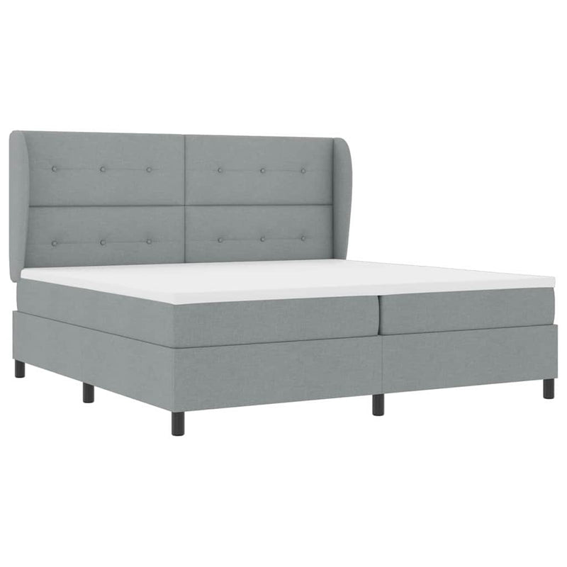 vidaXL Boxrugós ágy matracmal Világosszürke 200 x 200 cm szövet