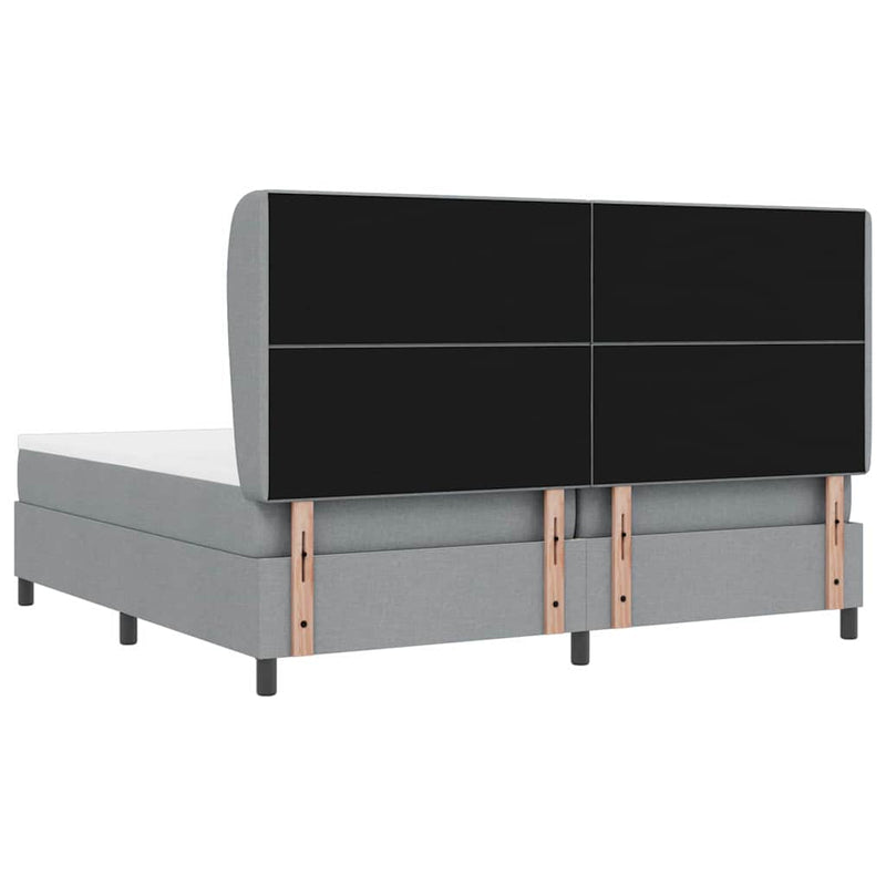 vidaXL Boxrugós ágy matracmal Világosszürke 200 x 200 cm szövet