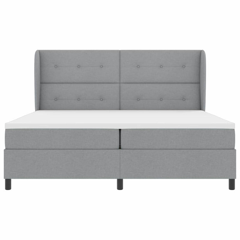 vidaXL Boxrugós ágy matracmal Világosszürke 200 x 200 cm szövet