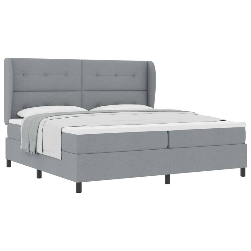 vidaXL Boxrugós ágy matracmal Világosszürke 200 x 200 cm szövet