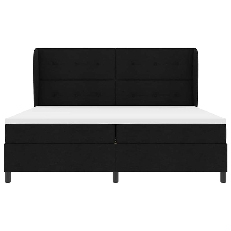 vidaXL Boxrugós ágy matracmal fejtámlával Fekete 200 x 200 cm szövet