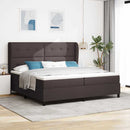 vidaXL Boxrugós ágy fejtámlával sötétbarna 200 x 200 cm szövet