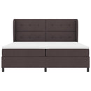 vidaXL Boxrugós ágy fejtámlával sötétbarna 200 x 200 cm szövet