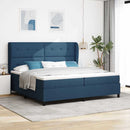 vidaXL Boxrugós ágy fejtámlával Kék 200 x 200 cm szövet