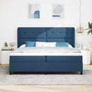 vidaXL Boxrugós ágy fejtámlával Kék 200 x 200 cm szövet
