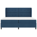 vidaXL Boxrugós ágy fejtámlával Kék 200 x 200 cm szövet