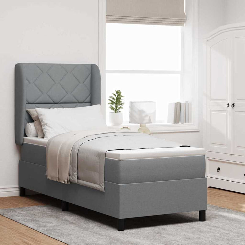 vidaXL Boxrugós ágy matracmal Világosszürke 80 x 200 cm szövet