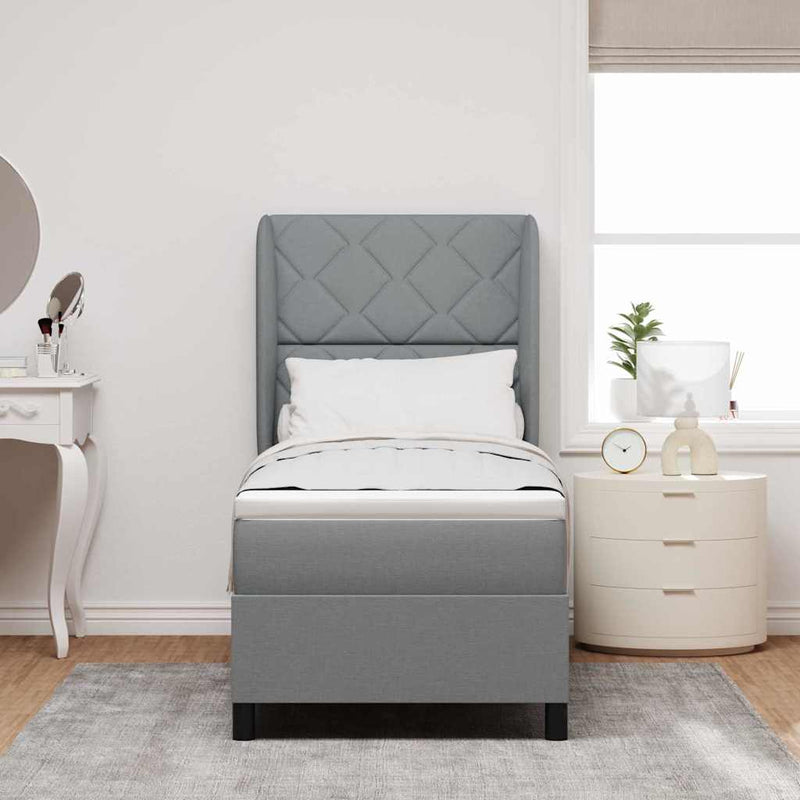 vidaXL Boxrugós ágy matracmal Világosszürke 80 x 200 cm szövet