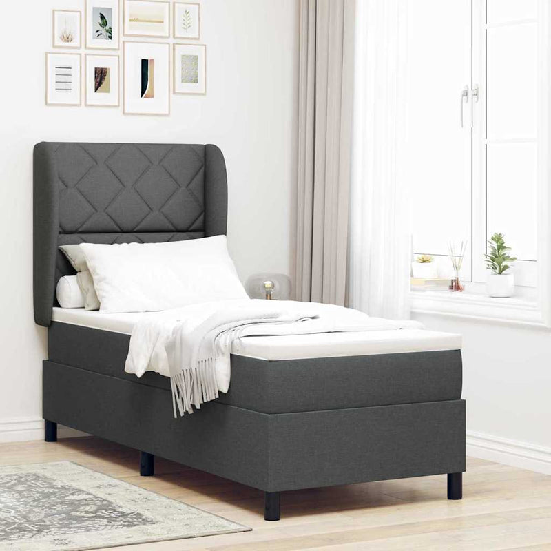 vidaXL Boxrugós ágy matracmal Sötétszürke 80 x 200 cm szövet