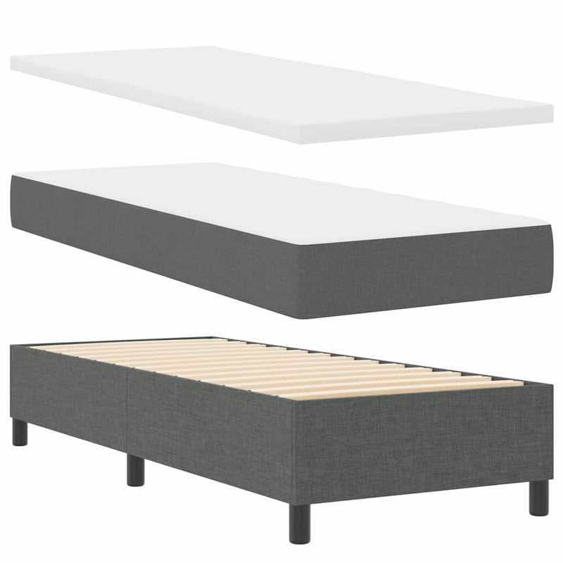 vidaXL Boxrugós ágy matracmal Sötétszürke 80 x 200 cm szövet