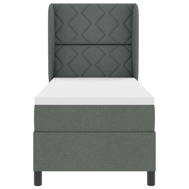 vidaXL Boxrugós ágy matracmal Sötétszürke 80 x 200 cm szövet