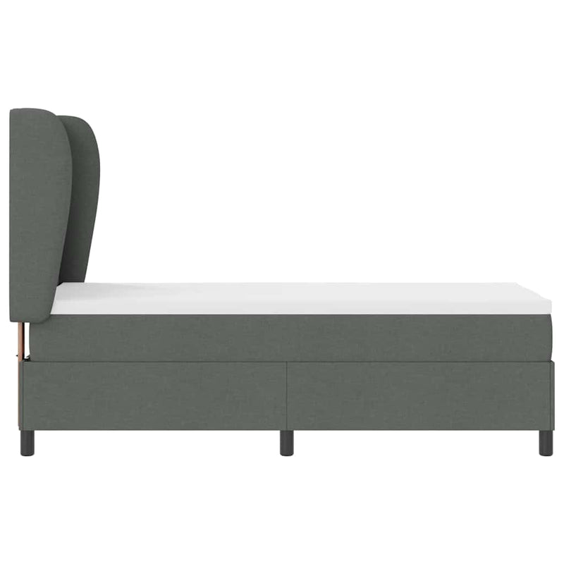 vidaXL Boxrugós ágy matracmal Sötétszürke 80 x 200 cm szövet