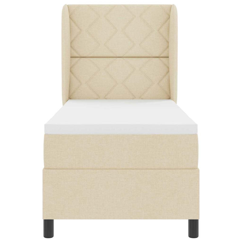 vidaXL Boxrugós ágy matracmal fejtámlával Krém 80 x 200 cm szövet