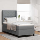 vidaXL Boxrugós ágy fejtámlával Világosszürke 90 x 190 cm szövet