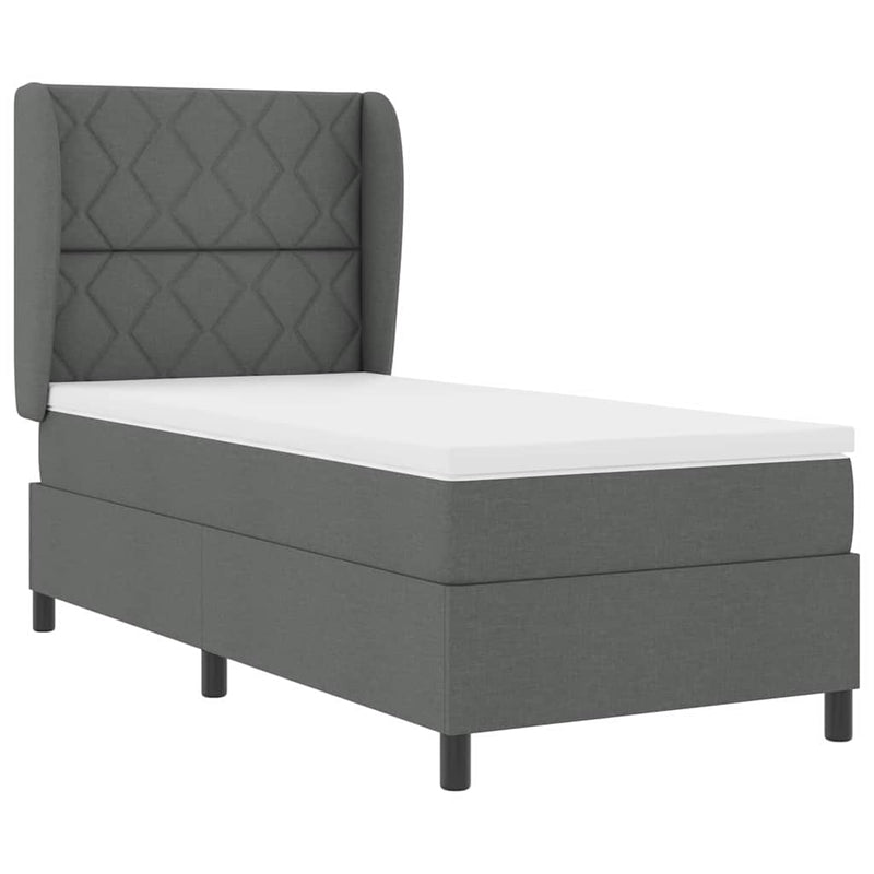vidaXL Boxrugós ágy matracmal Sötétszürke 90 x 190 cm szövet