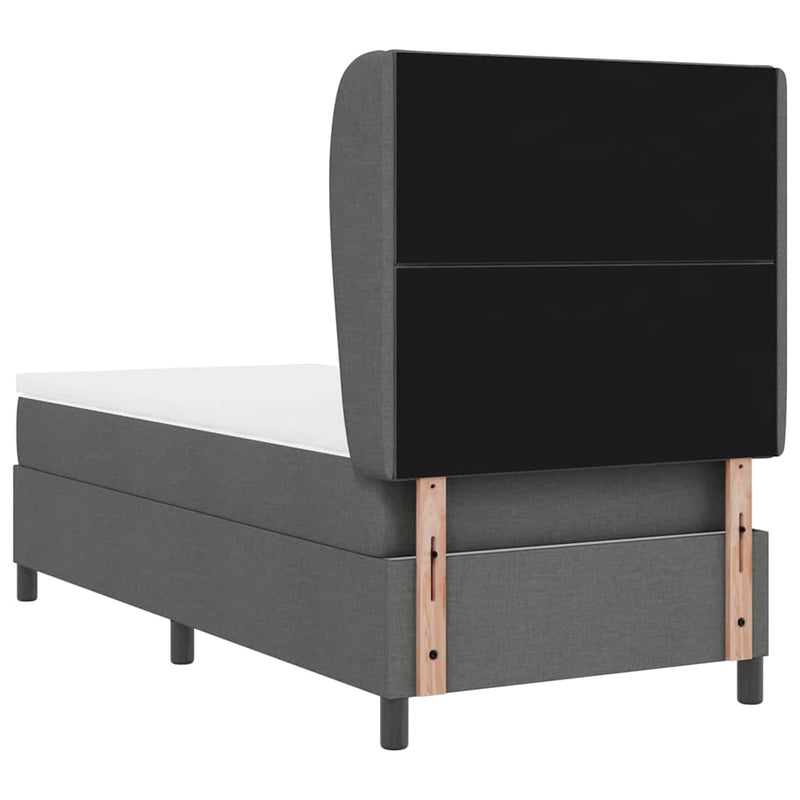 vidaXL Boxrugós ágy matracmal Sötétszürke 90 x 190 cm szövet
