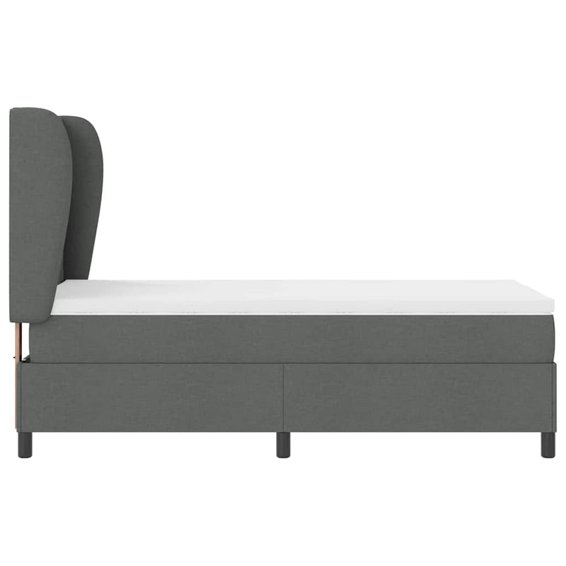 vidaXL Boxrugós ágy matracmal Sötétszürke 90 x 190 cm szövet