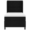 vidaXL Boxrugós ágy fejtámlával Fekete 90 x 190 cm szövet