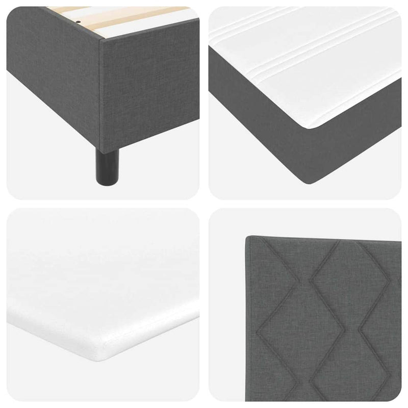 vidaXL Boxrugós ágy matracmal Sötétszürke 90 x 200 cm szövet