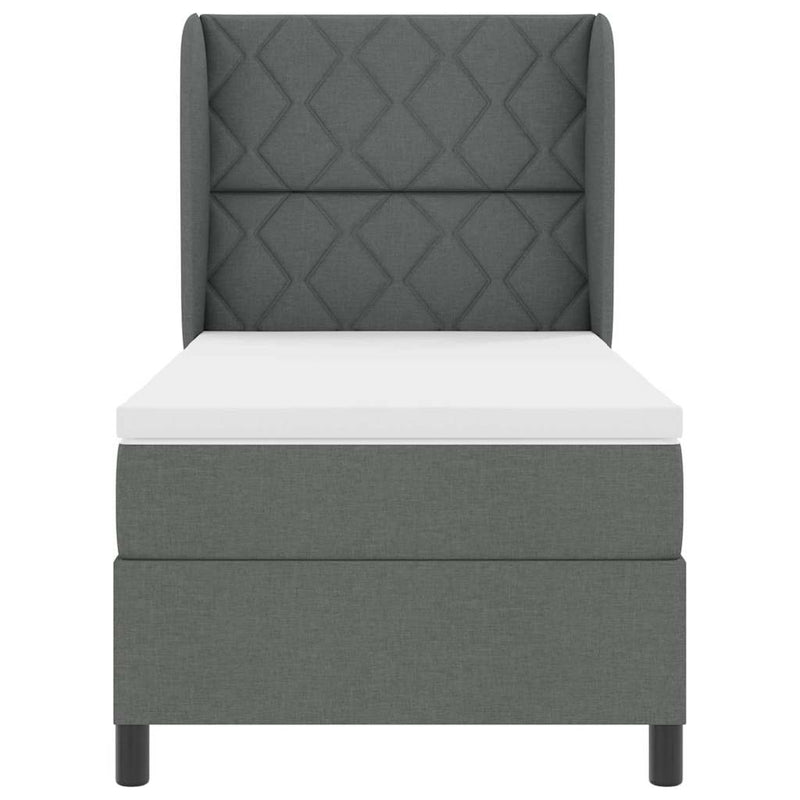 vidaXL Boxrugós ágy matracmal Sötétszürke 90 x 200 cm szövet