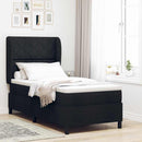 vidaXL Boxrugós ágy fejtámlával Fekete 90 x 200 cm szövet