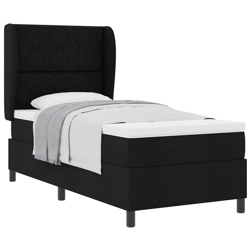 vidaXL Boxrugós ágy matracmal fejtámlával Fekete 90 x 200 cm szövet