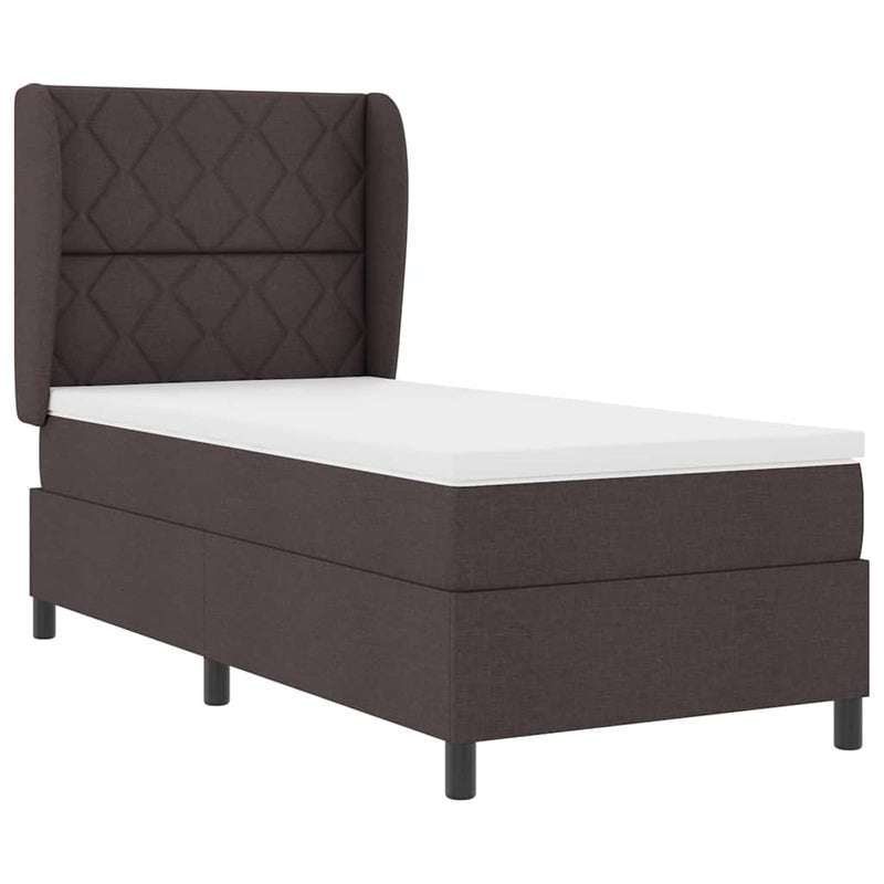 vidaXL Boxrugós ágy matracmal sötétbarna 90 x 200 cm szövet