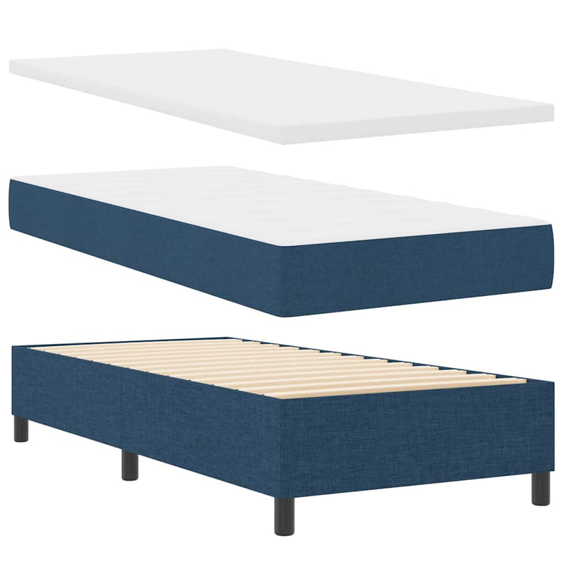 vidaXL Boxrugós ágy matracmal fejtámlával Kék 90 x 200 cm szövet