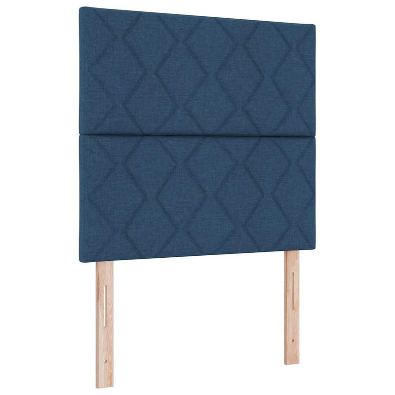 vidaXL Boxrugós ágy matracmal fejtámlával Kék 90 x 200 cm szövet