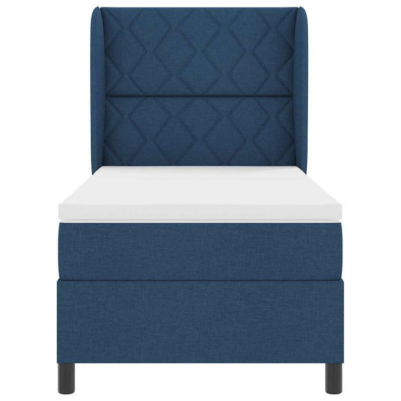 vidaXL Boxrugós ágy matracmal fejtámlával Kék 90 x 200 cm szövet