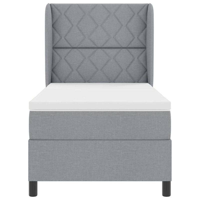 vidaXL Boxrugós ágy matracmal Világosszürke 100 x 200 cm szövet