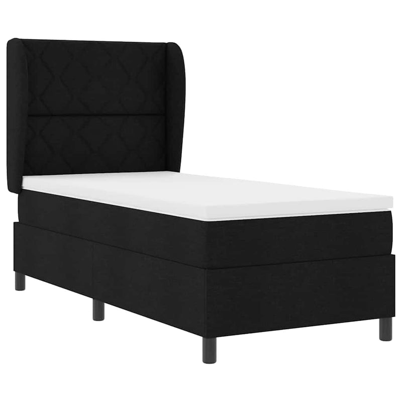 vidaXL Boxrugós ágy matracmal fejtámlával Fekete 100 x 200 cm szövet