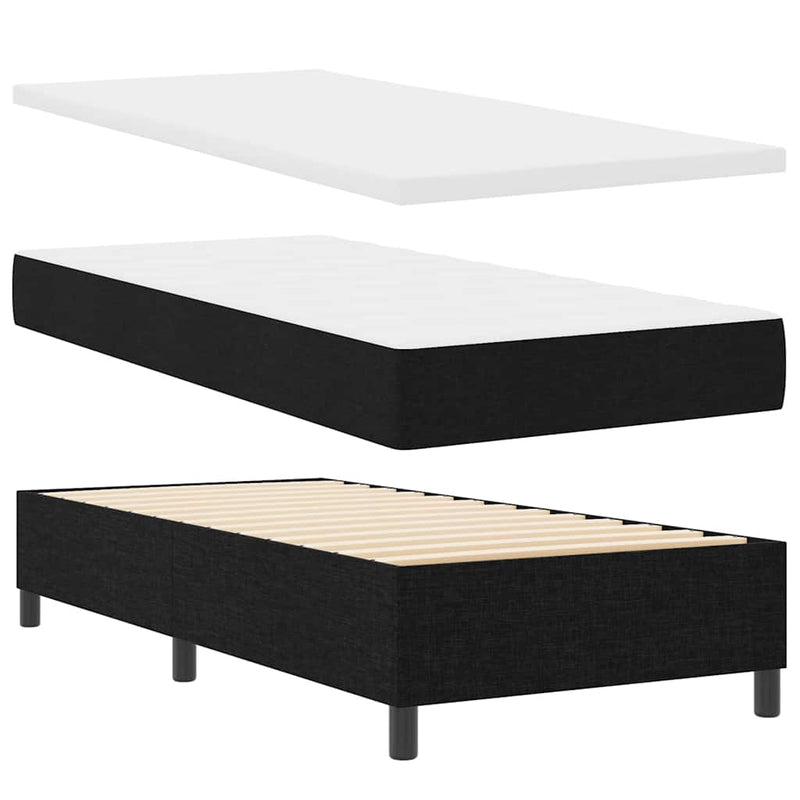 vidaXL Boxrugós ágy matracmal fejtámlával Fekete 100 x 200 cm szövet