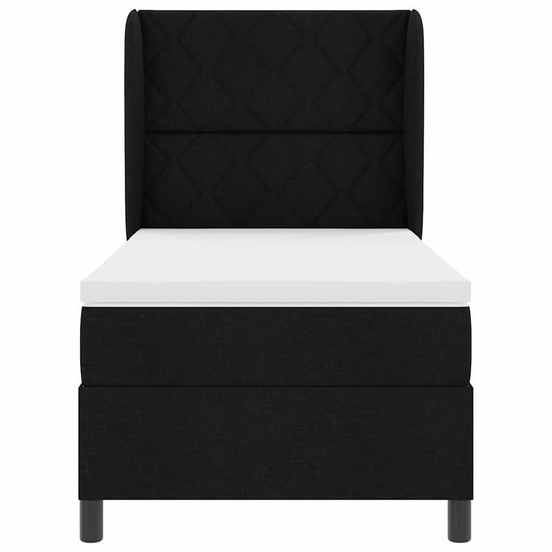 vidaXL Boxrugós ágy matracmal fejtámlával Fekete 100 x 200 cm szövet