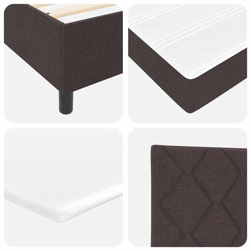 vidaXL Boxrugós ágy matracmal sötétbarna 100 x 200 cm szövet