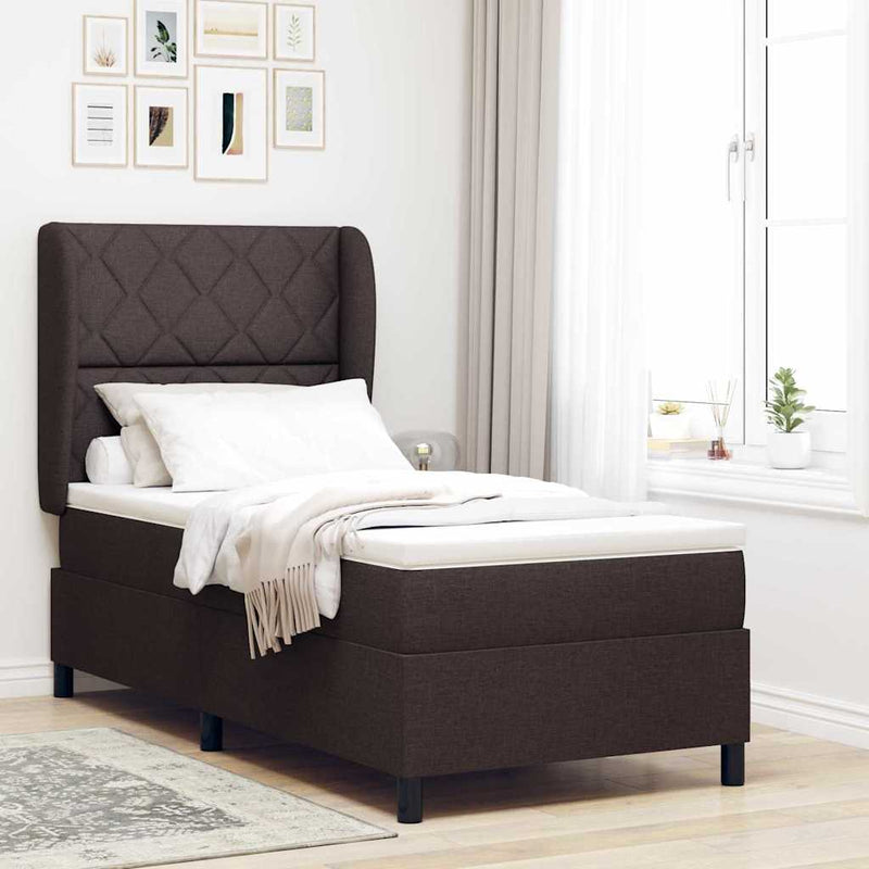 vidaXL Boxrugós ágy matracmal sötétbarna 100 x 200 cm szövet