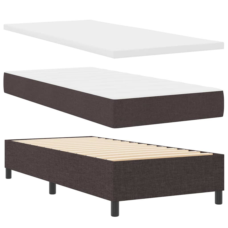 vidaXL Boxrugós ágy matracmal sötétbarna 100 x 200 cm szövet
