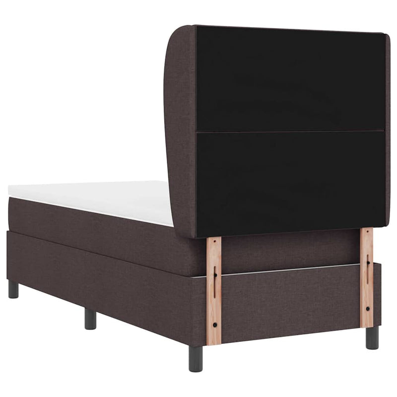 vidaXL Boxrugós ágy matracmal sötétbarna 100 x 200 cm szövet
