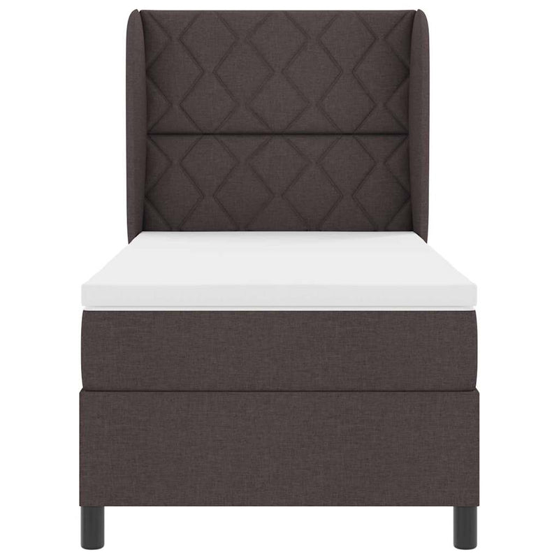 vidaXL Boxrugós ágy matracmal sötétbarna 100 x 200 cm szövet