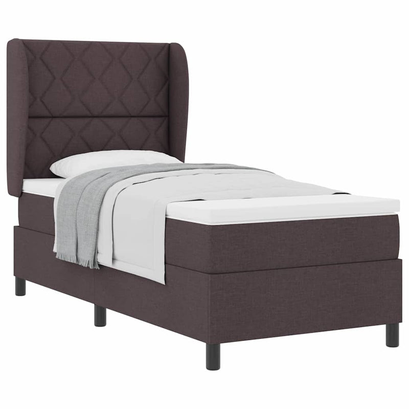 vidaXL Boxrugós ágy matracmal sötétbarna 100 x 200 cm szövet