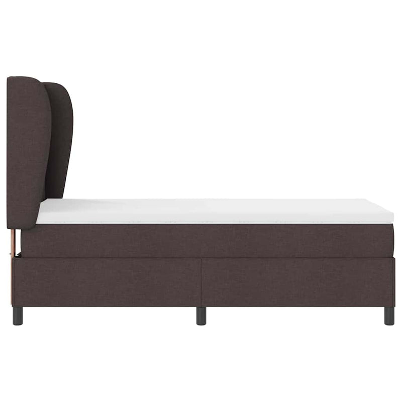 vidaXL Boxrugós ágy matracmal sötétbarna 100 x 200 cm szövet