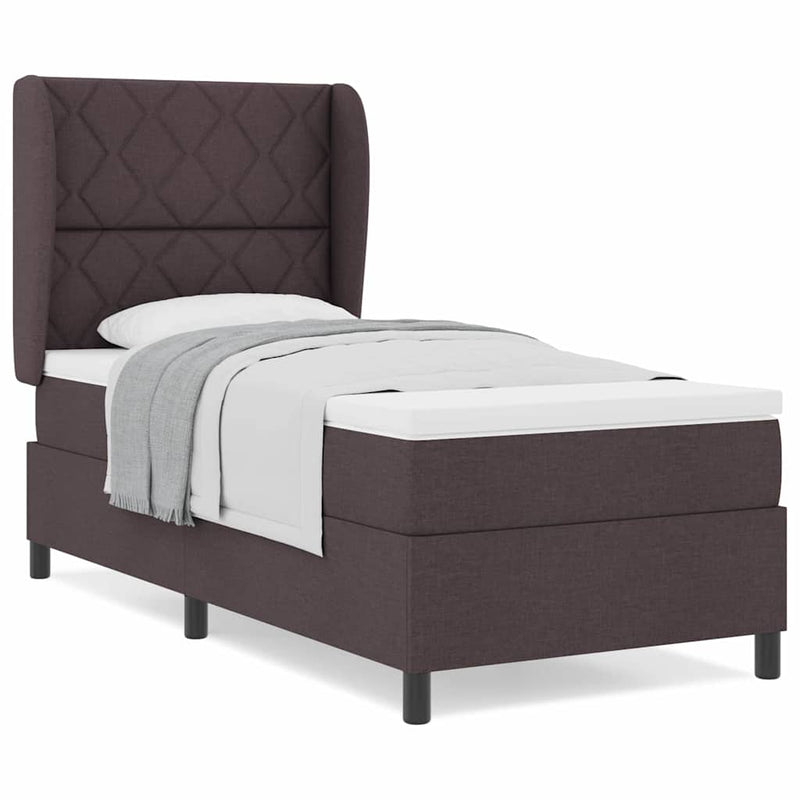 vidaXL Boxrugós ágy matracmal sötétbarna 100 x 200 cm szövet