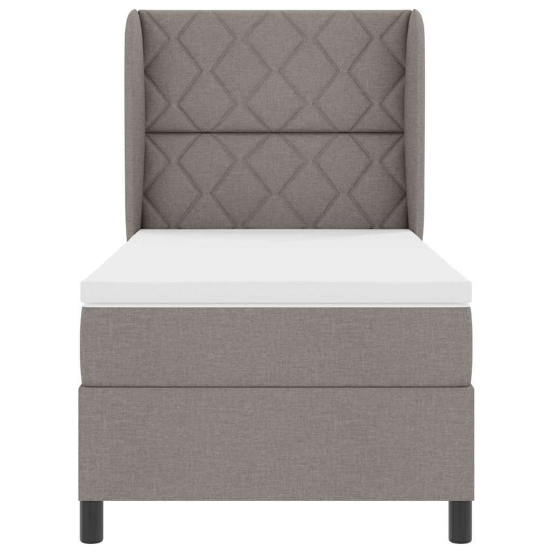 vidaXL Boxrugós ágy matracmal fejtámlával Tópszínű 100 x 200 cm szövet