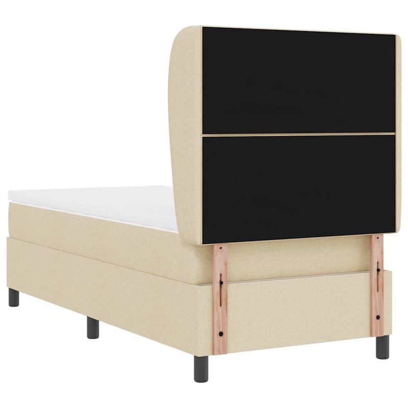 vidaXL Boxrugós ágy matracmal fejtámlával Krém 100 x 200 cm szövet